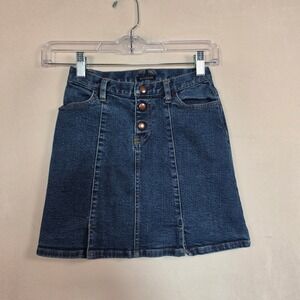 Gap Denim Skirt Girls 6 Blue Y2K Vintage Preppy Minimalist 2001 Stretch